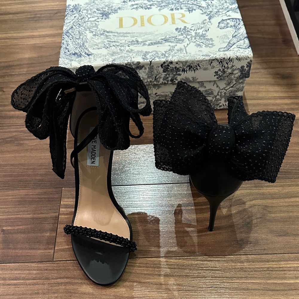 Steve Madden Black Heels with Oversized Bow